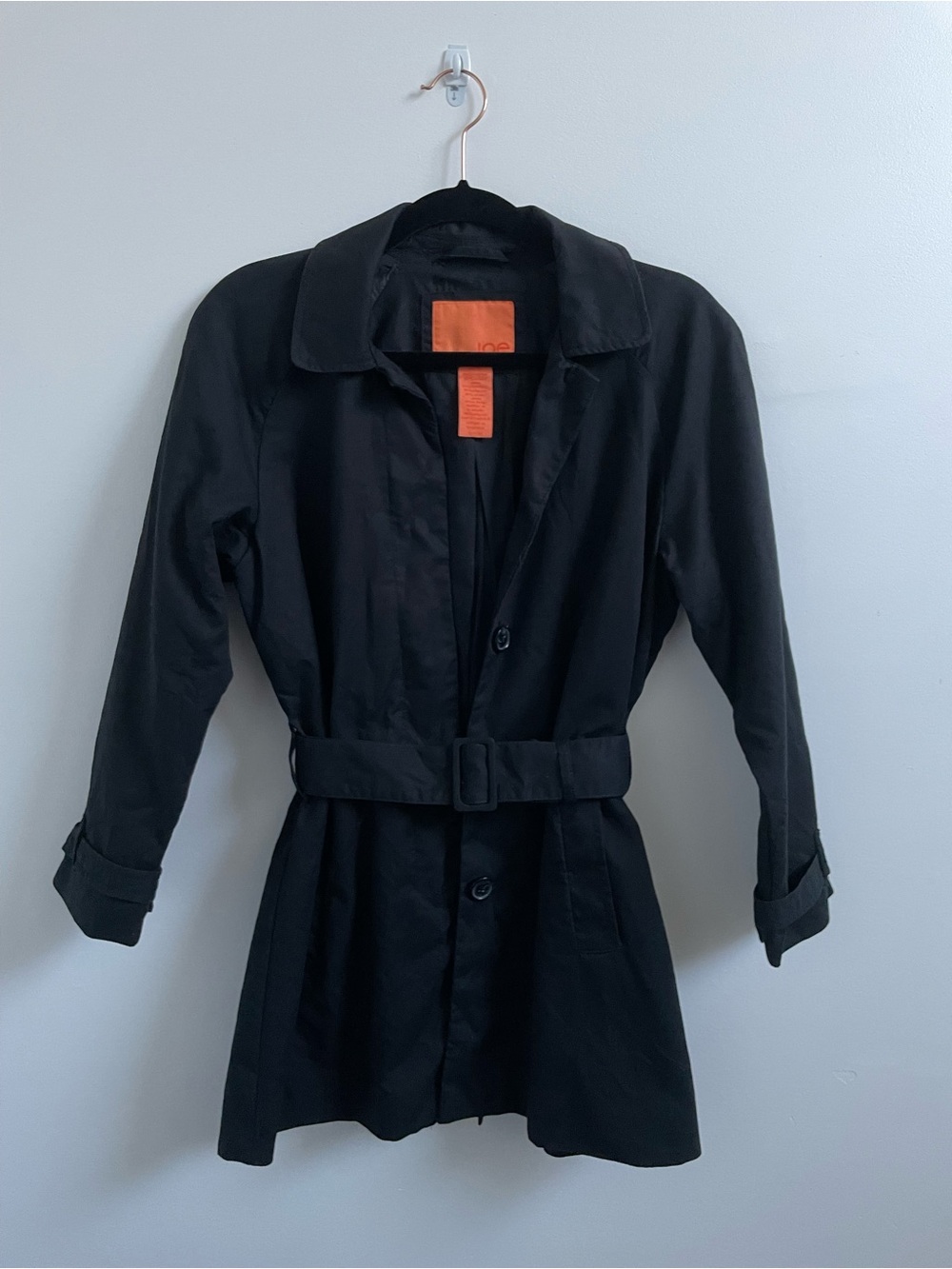 Vintage Joe Fresh Black Belted Trench Coat | 100% Cotton